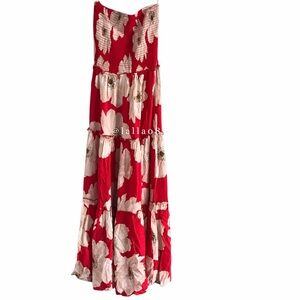 Abel The Label Anthropologie Red Floral Maxi Dress